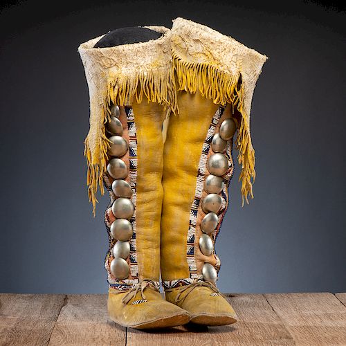 Kiowa Beaded Hide Boot Moccasins