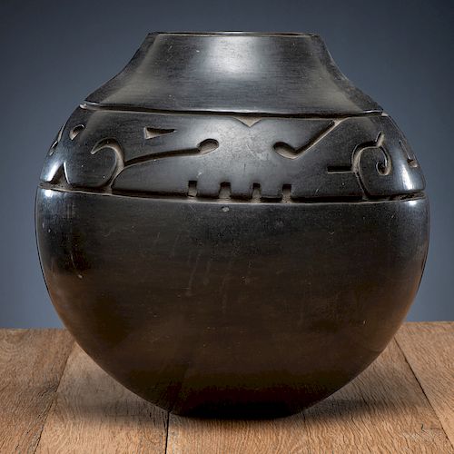 Margaret Tafoya (Santa Clara, 1904-2001) Carved Blackware Pottery Olla, From The Harriet and Seymour Koenig Collection, NY