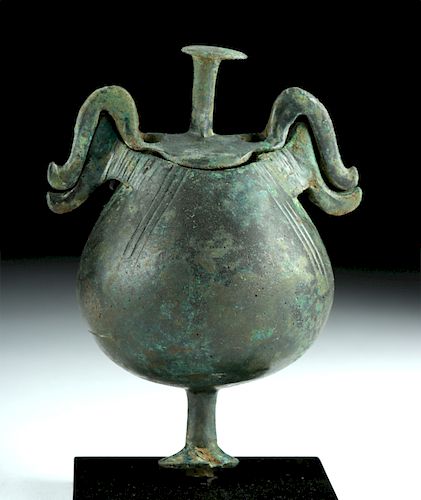 Greek Archaic Bronze Lidded Pyxis - Abstract Birds