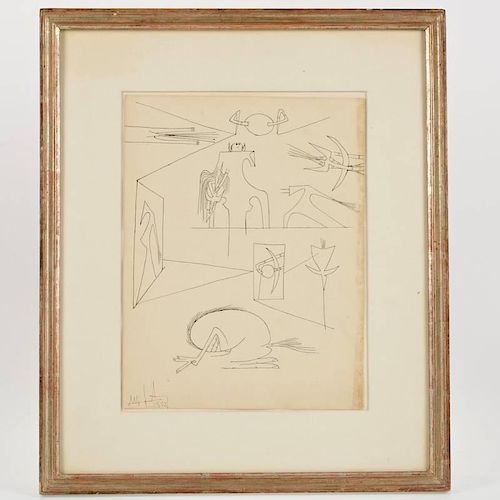 Wilfredo Lam (1902-1982, Cuban), drawing