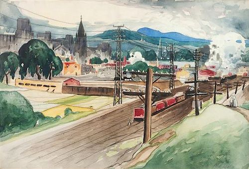 * Marc-Aurele Fortin, (Canadian, 1888-1970), View of Hochelaga