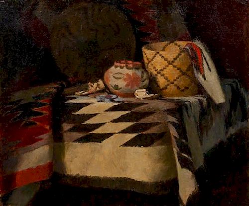 * Gustav Goetsch, (American, 1877-1969), Indian Blanket, 1956