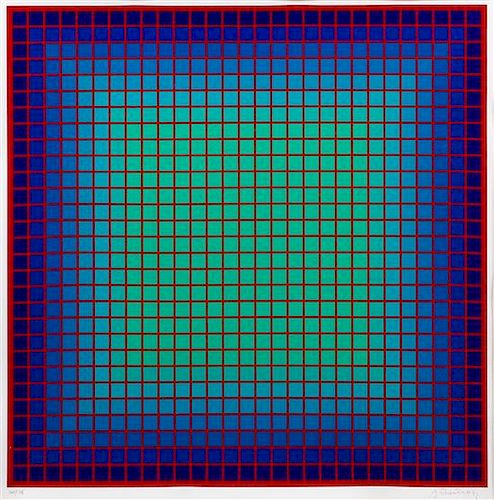 Julian Stanczak, (Polish-American, 1928-2017), Conferring Blue BR, 1979