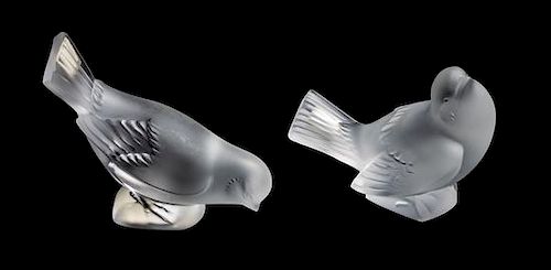 Two Lalique Molded and Frosted Glass Figures Height of taller 3 3/4 inches.