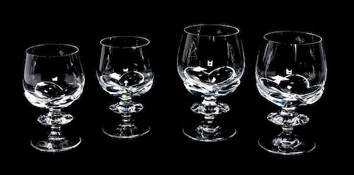 * A Group of Lalique Molded and Frosted Stemware Height of taller 6 1/8 inches.