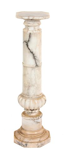 * A Continental White Marble Pedestal Height 42 1/2 inches.