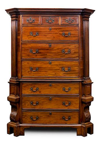 An English Chest-on-Chest Height 72 1/2 x width 52 1/2 x depth 25 inches.