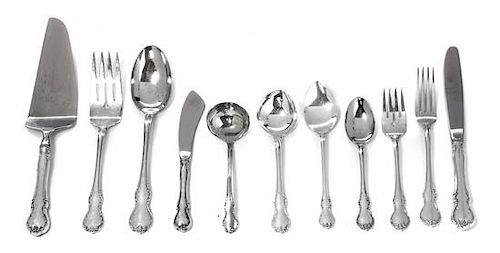 An American Silver Partial Flatware Service, Towle Silversmiths, Newburyport, MA, in French Provincial pattern, comprising: 12 d