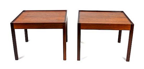 * A Pair of Teak Side Tables Height 20 x width 26 x depth 23 inches.
