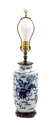 * A Chinese Porcelain Vase Height overall 26 inches.