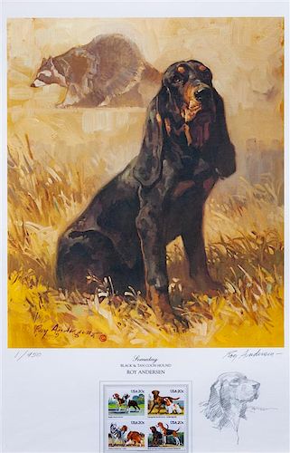 * A Black and Tan Coonhound Photomechanical Reproduction 18 x 11 1/2 inches.