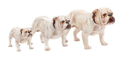 * A Group of Three Royal Doulton Bulldogs Width of widest 9 inches.