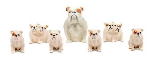 * A Group of Seven Beswick Porcelain Bulldogs Height of tallest 4 inches.