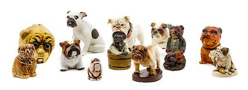 * A Group of Twelve Bulldog Figures Width of widest 7 inches.