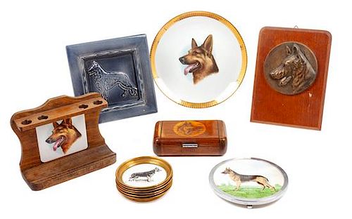 * A Collection of Twelve German Shepherd Table Articles Diameter of plate 9 3/4 inches.