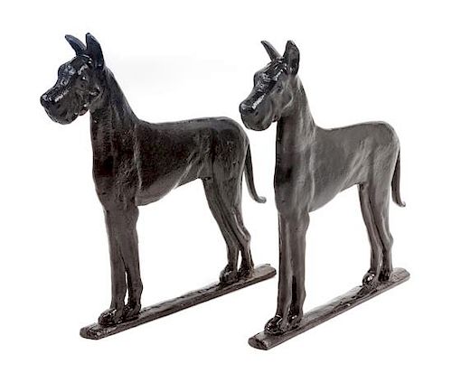 * A Pair of Cast Metal Great Dane Gate Toppers Height 10 1/4 inches.