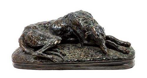 * A Scottish Deerhound Sculpture Width 12 inches.