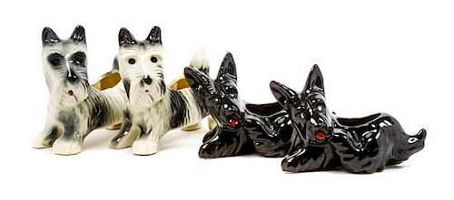 * Four Scottish Terrier Planters Width of widest 8 1/2 inches.
