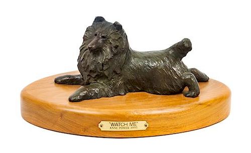 * A Bronze Shetland Sheepdog Width of base 11 1/2 inches.