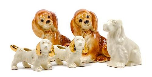 * A Group of Five Spaniel Planters Height of tallest 8 inches.