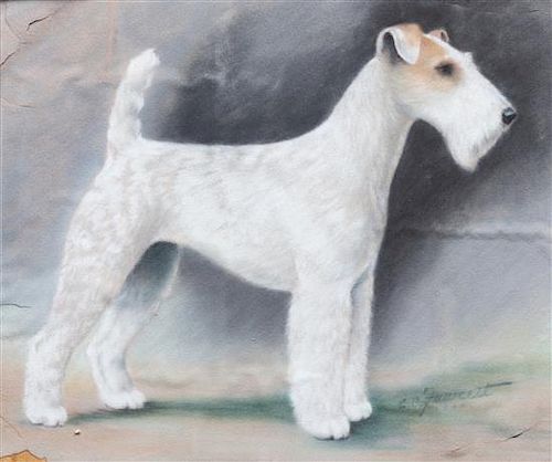 * Two Works of Art depicting Wire Fox Terriers Larger: 10 3/4 x 12 5/8 inches.