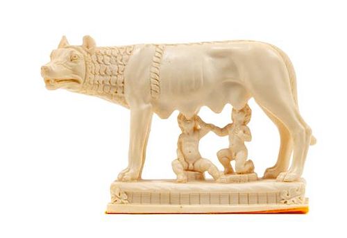 * A Resin Sculpture of the Capitoline Wolf Width 8 inches.