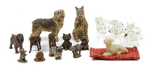 * A Collection of Fourteen Dog Figures of Various Breeds Height of tallest 4 1/4 inches.