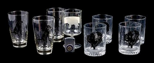 * A Group of Glassware depicting Various Dog Breeds Height of tallest 5 5/8 inches.