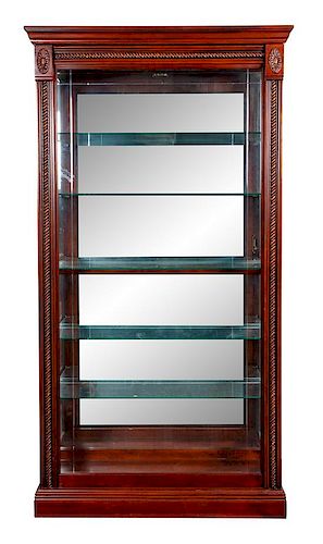 * Two Wood and Glass Display Cases Height 79 1/2 inches.