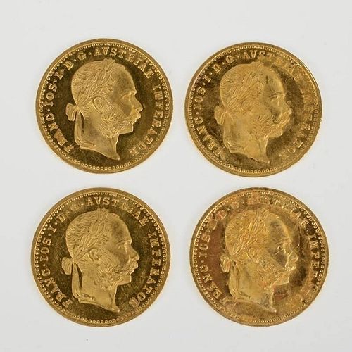 (4) Austrian 1891 gold Ducat coins
