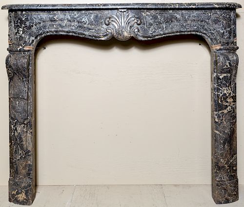 French Louis XV Style Black Marble Mantle