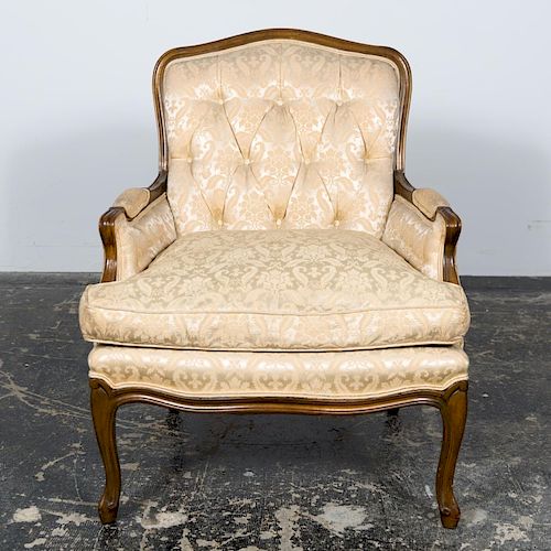 Tufted Louis XIV Style French Provincial Bergere