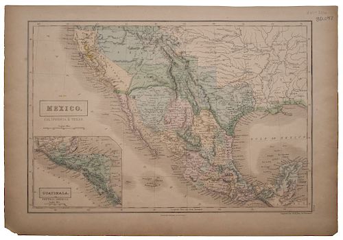 Adam & Charles, Black. Mexico, California & Texas. Edinburg, 1851. Mapa coloreado, 26 x 37.5 cm.