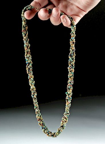 Egyptian Faience Beaded Three Strand Braided Necklace