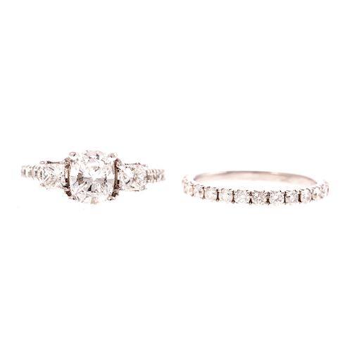 A 1.06ct Cushion Diamond Engagement Ring Set