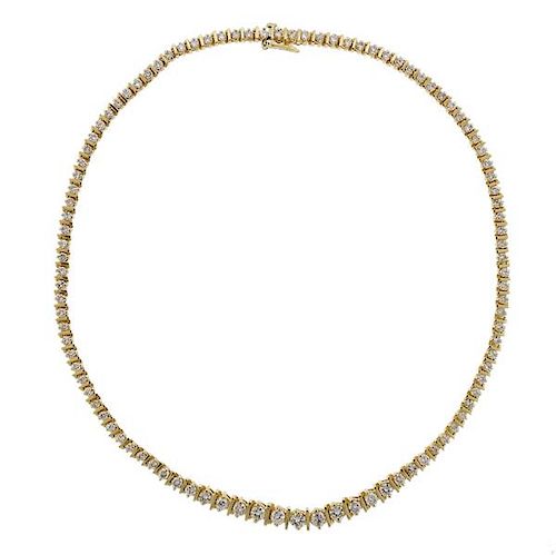 14K Gold 7.00ctw Diamond Riviera Necklace