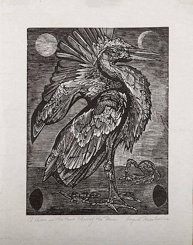 Eugene Mecikalski (b. 1927): A Heron in the Four Phases of the Moon
