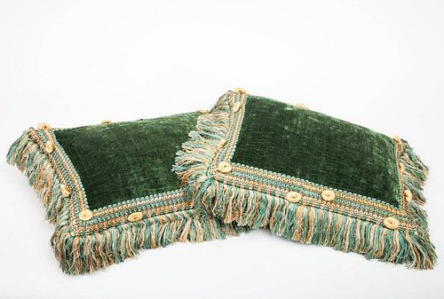 Pair of Green Velvet Pillows