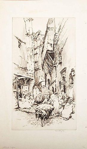 Kerr Eby (1889-1946): Desert Freight, Ely Pauldard Brittany, The Old Cooper Shop(two impressions), Little House in Amboise, Shop in...