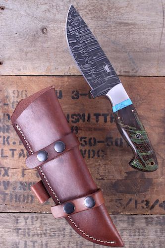Montana Territory Knives Damascus Turquoise Knife