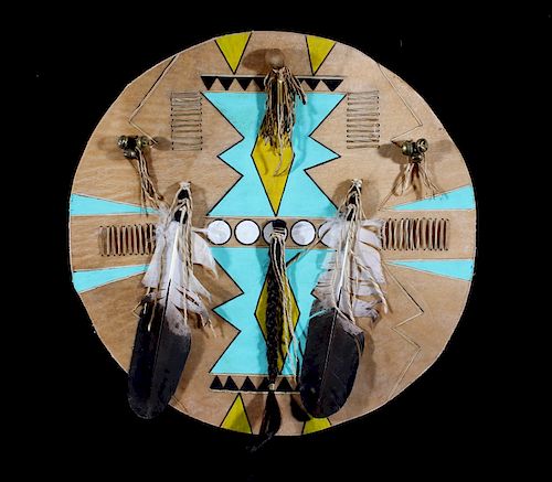 Blackfoot Polychrome Buffalo Rawhide Shield