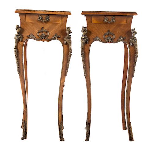 Pair Louis XIV Style Side Tables