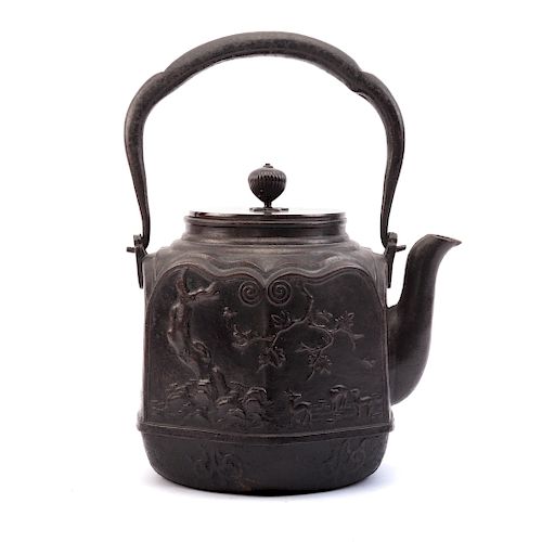 Japanese Cast Iron Paneled Teapot