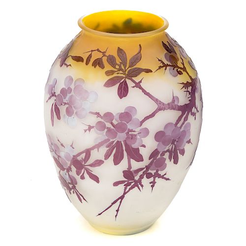 Emile Galle acid etched cameo glass vase
