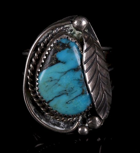 Navajo Pilot Mountain Turquoise Silver Ring