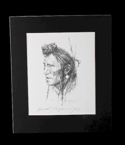 Portrait of Native American by Howard Terpning