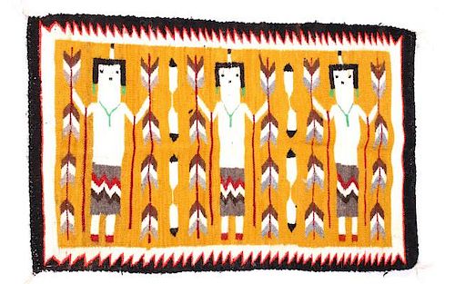 Navajo Yei Wool Rug From Chinle; Weaver M. Benally