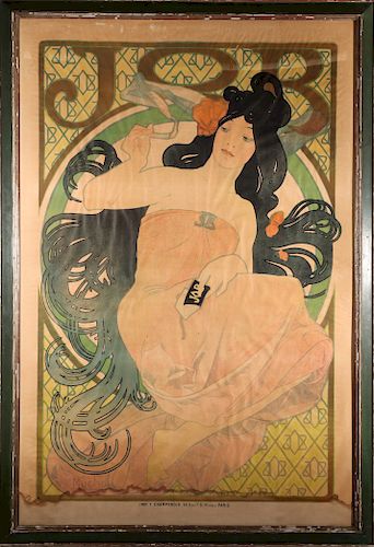 Mucha Art Nouveau "JOB" Color Lithograph