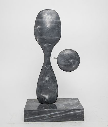 Modern Abstract Gray Marble Tabletop Sculpture