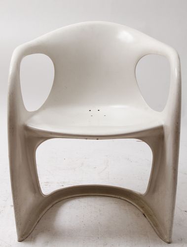 Joe Colombo Manner White Plastic Open Armchair